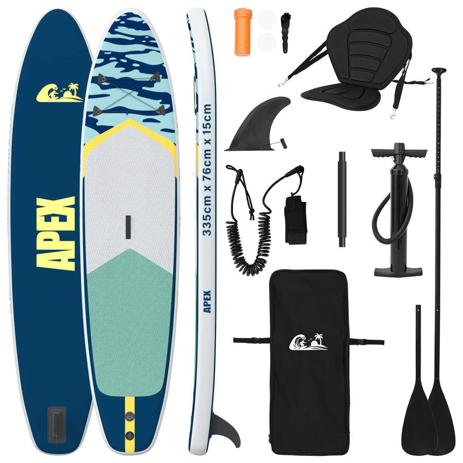 SUP Board met zitplaats 2-in-1 APEX 335 x 76 x 15 cm Blauw voor