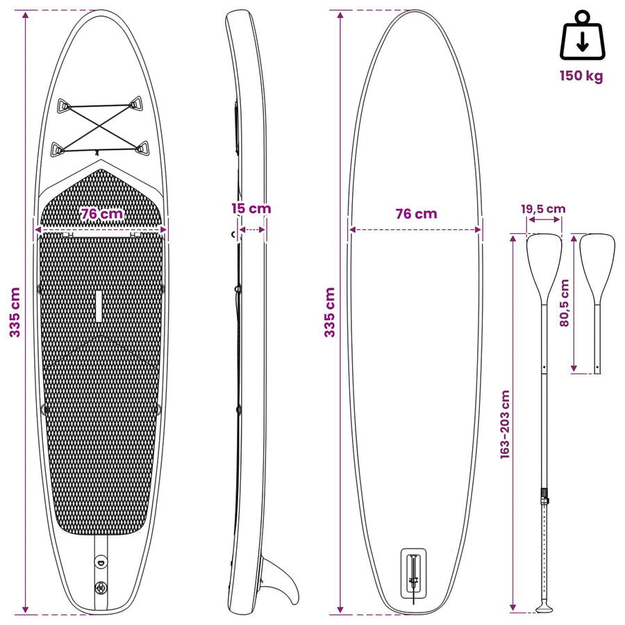 SUP Board met zitplaats 2-in-1 APEX 335 x 76 x 15 cm Blauw voor