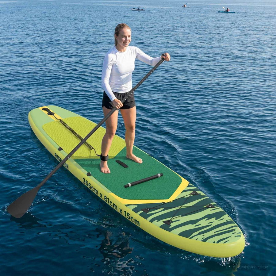 SUP Board met zitplaats 2-in-1 POSEIDON 366 x 81 x 15 cm Groen