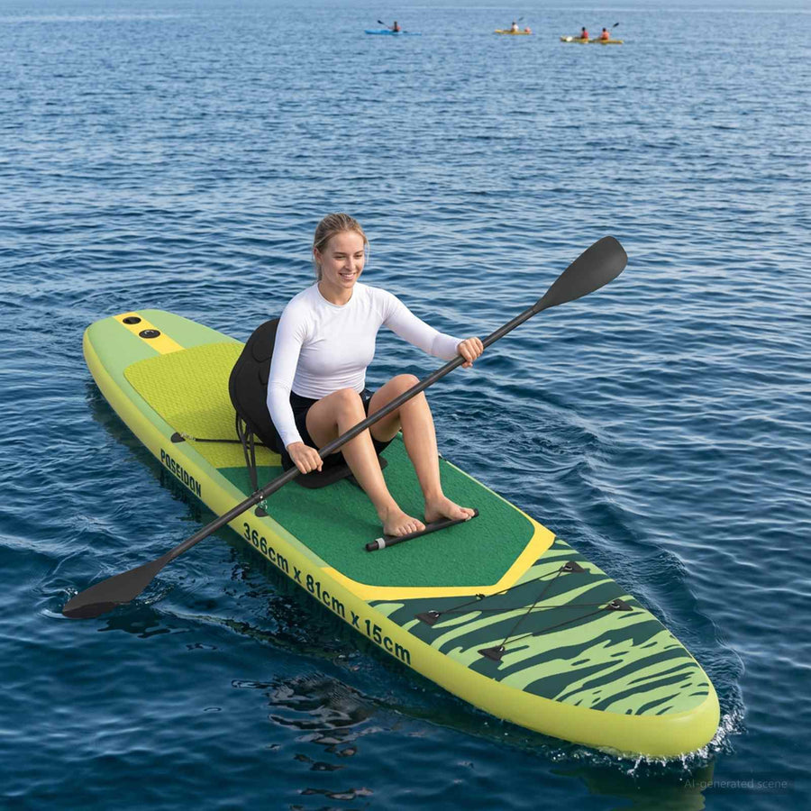 SUP Board met zitplaats 2-in-1 POSEIDON 366 x 81 x 15 cm Groen