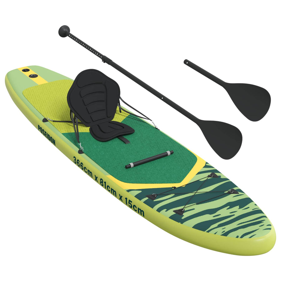 SUP Board met zitplaats 2-in-1 POSEIDON 366 x 81 x 15 cm Groen