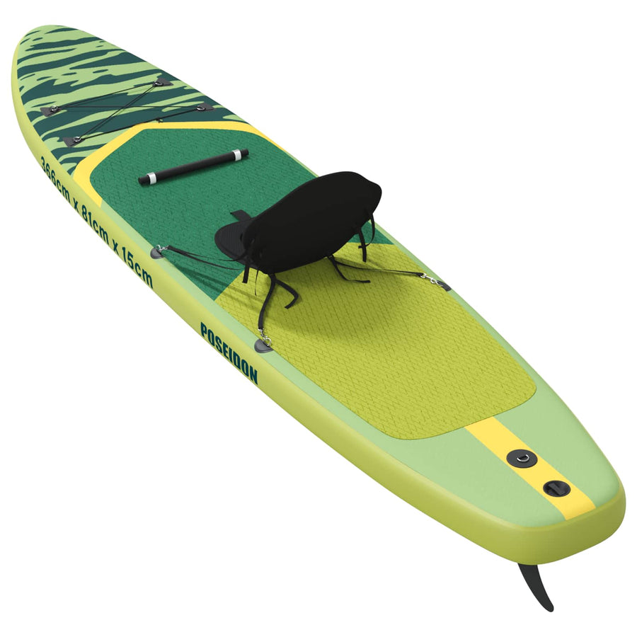 SUP Board met zitplaats 2-in-1 POSEIDON 366 x 81 x 15 cm Groen