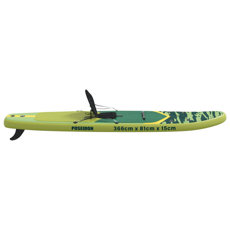 SUP Board met zitplaats 2-in-1 POSEIDON 366 x 81 x 15 cm Groen