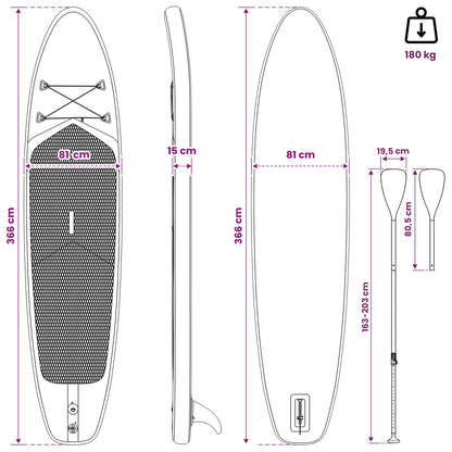SUP Board met zitplaats 2-in-1 TRITON 366 x 81 x 15 cm Blauw