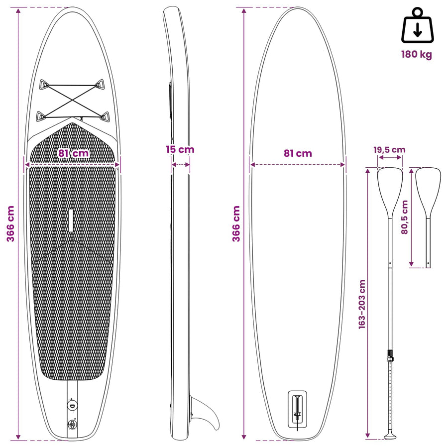 SUP Board met zitplaats 2-in-1 TRITON 366 x 81 x 15 cm Blauw