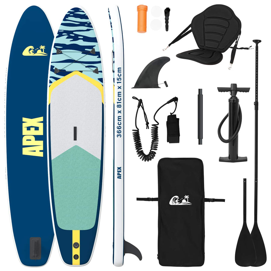 SUP Board met zitplaats 2-in-1 APEX 366 x 81 x 15 cm Blauw voor