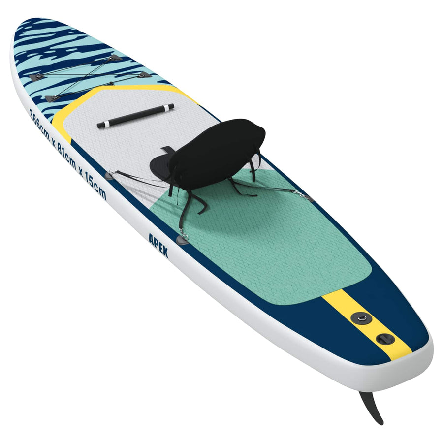 SUP Board met zitplaats 2-in-1 APEX 366 x 81 x 15 cm Blauw voor