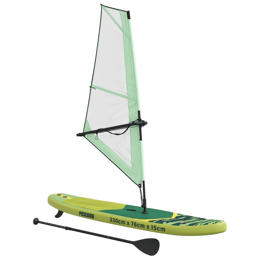Opblaasbaar SUP Board met Zeil POSEIDON 330 x 76 x 15 cm Groen