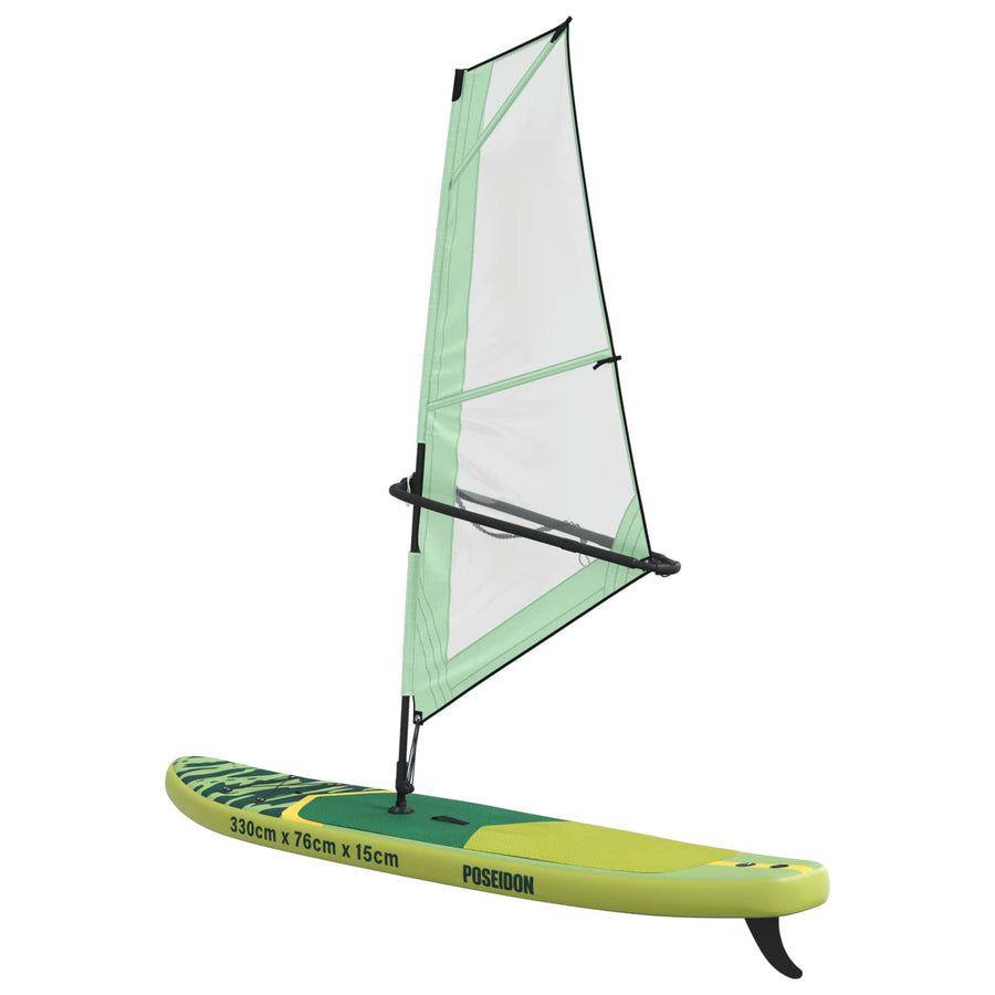 Opblaasbaar SUP Board met Zeil POSEIDON 330 x 76 x 15 cm Groen