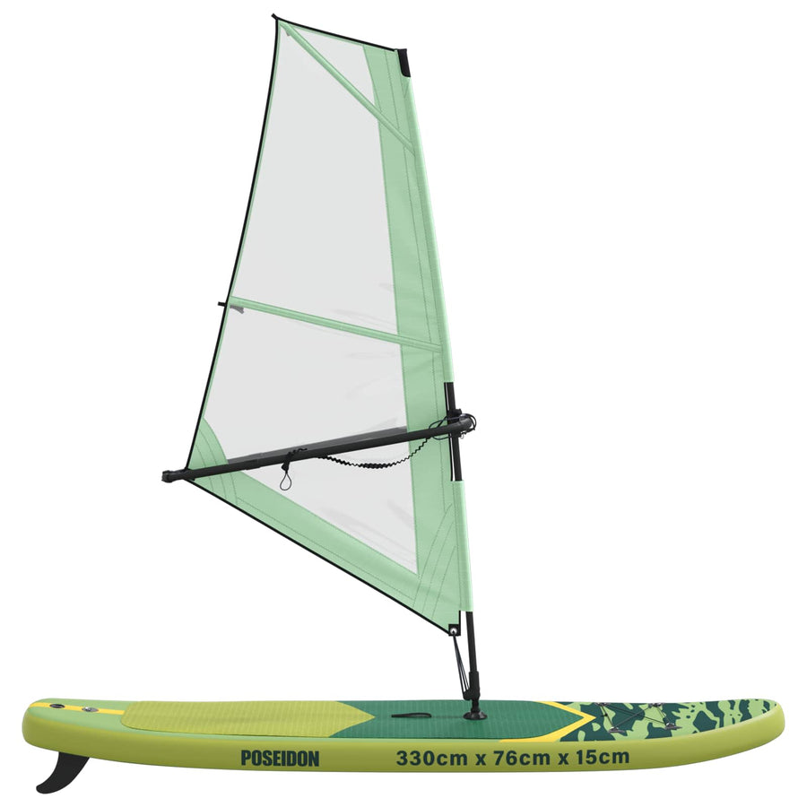 Opblaasbaar SUP Board met Zeil POSEIDON 330 x 76 x 15 cm Groen