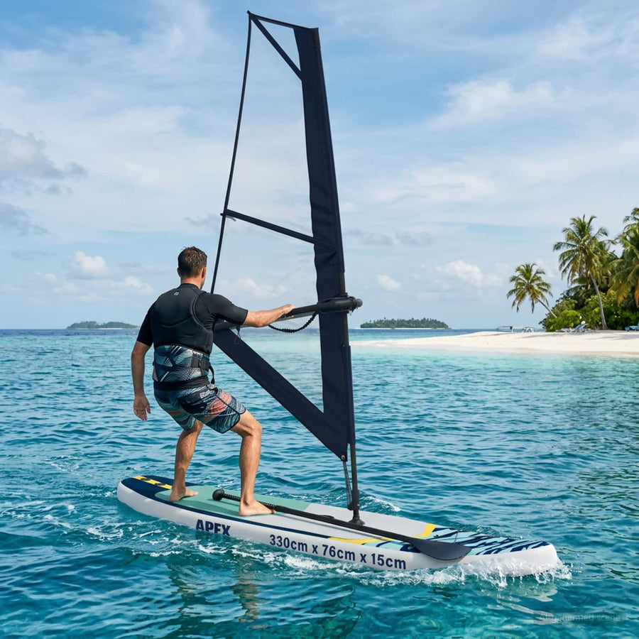 Opblaasbaar SUP Board met Zeil APEX 330 x 76 x 15 cm Blauw voor