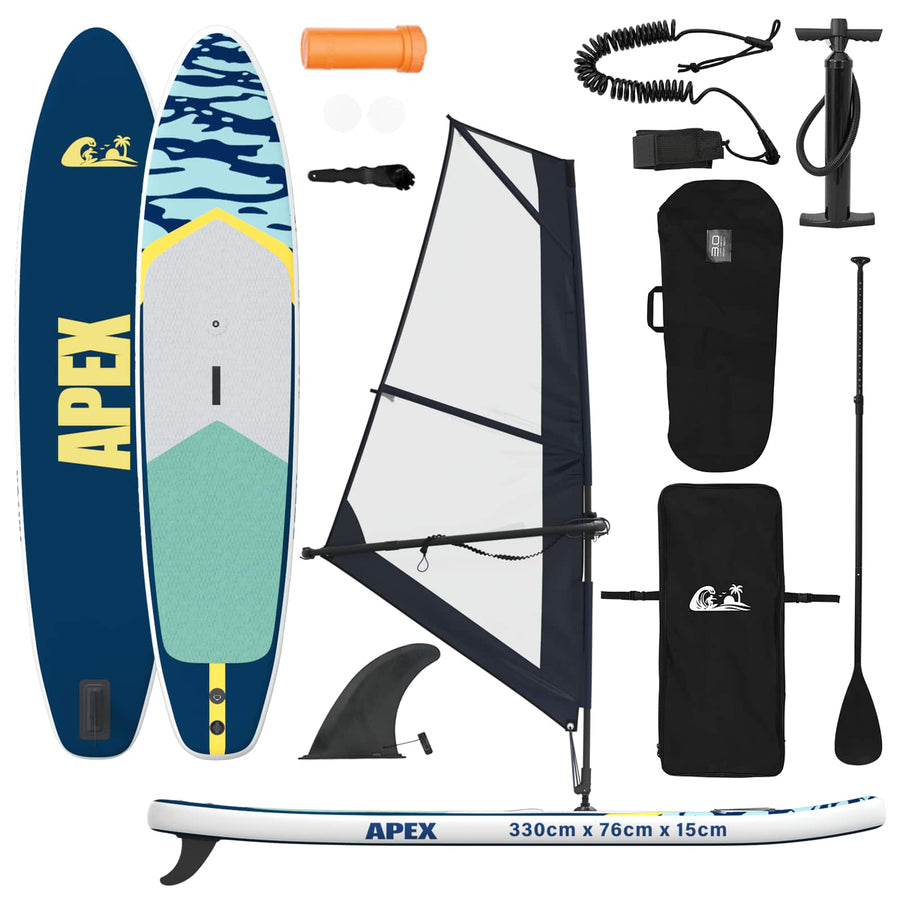 Opblaasbaar SUP Board met Zeil APEX 330 x 76 x 15 cm Blauw voor