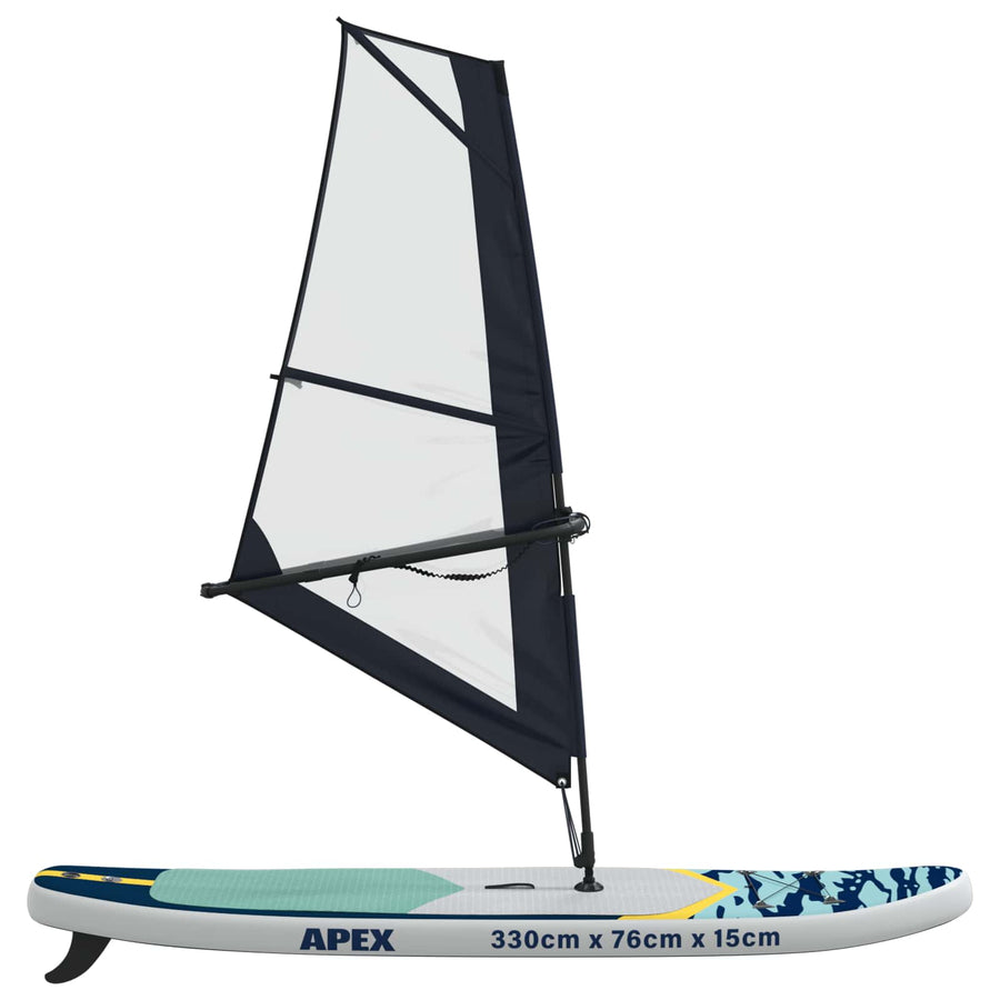 Opblaasbaar SUP Board met Zeil APEX 330 x 76 x 15 cm Blauw voor