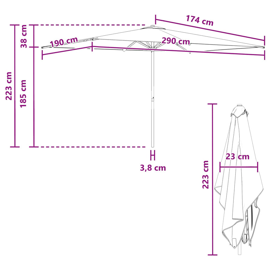 Tuinparasol 200 x 300 cm Polyester Rechthoekig Taupe