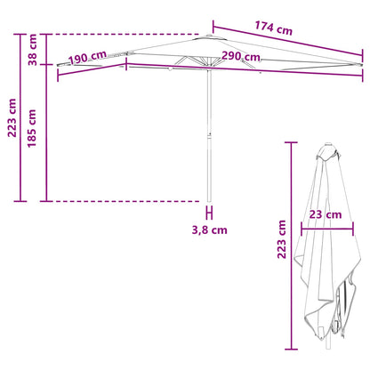 Tuinparasol 200 x 300 cm Polyester Rechthoekig Antracietkleurig