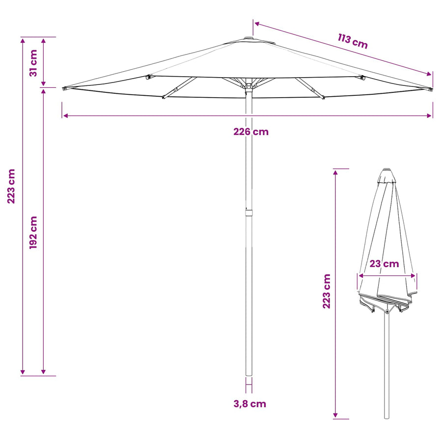 Tuinparasol 230 x 230 cm Polyester Rechthoekig Taupe