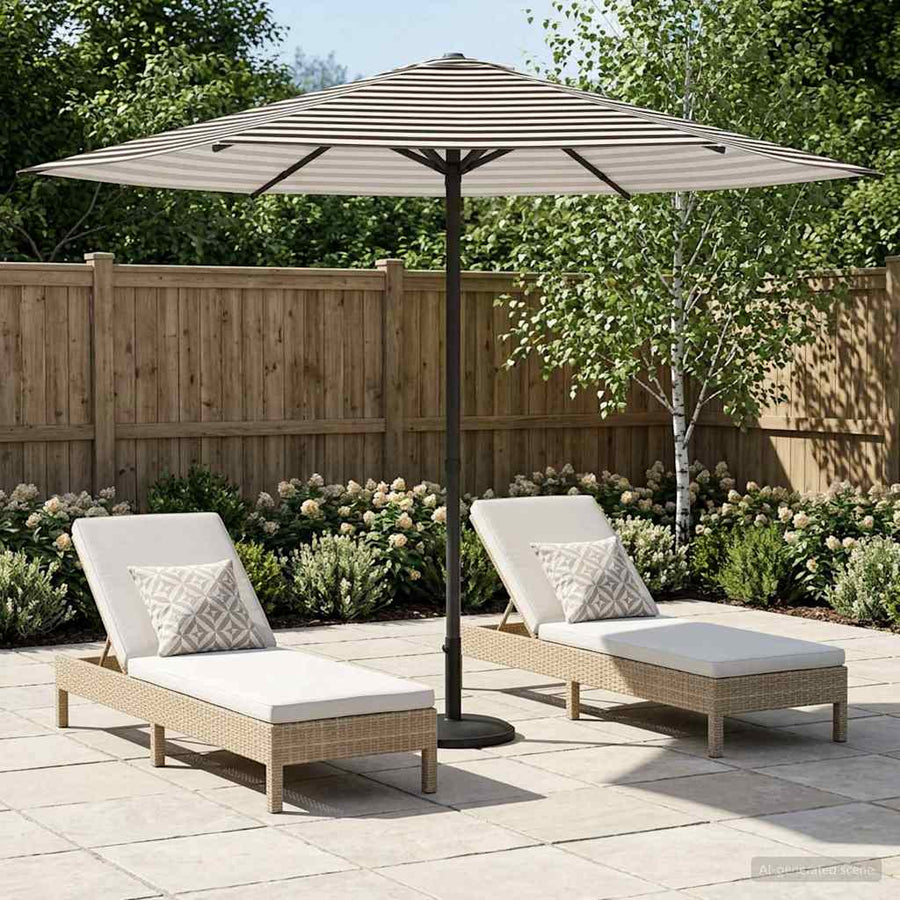 Tuinparasol Rechthoekig 230 x 230 cm Polyester Zwart en Wit