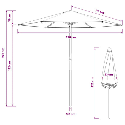 Tuinparasol 230 x 230 cm Polyester Rechthoekig Blauw en Wit
