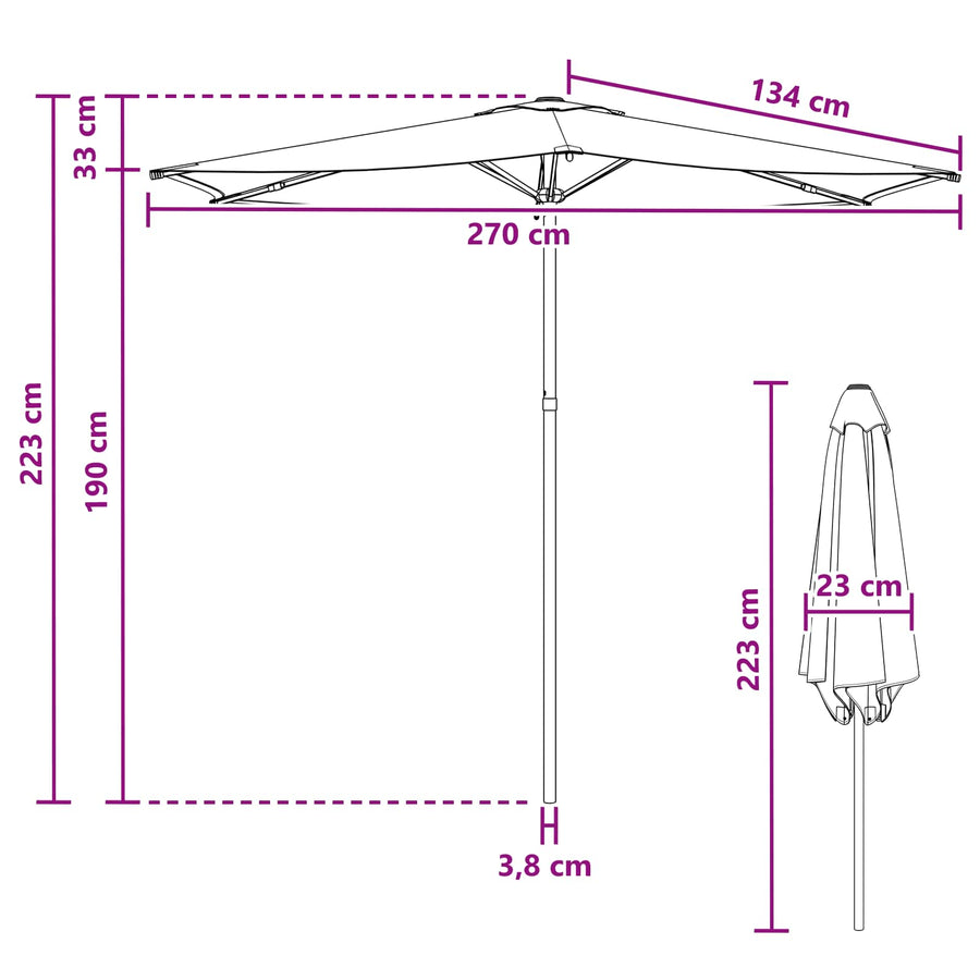 Tuinparasol 270 x 270 cm Polyester Rechthoekig Zwart