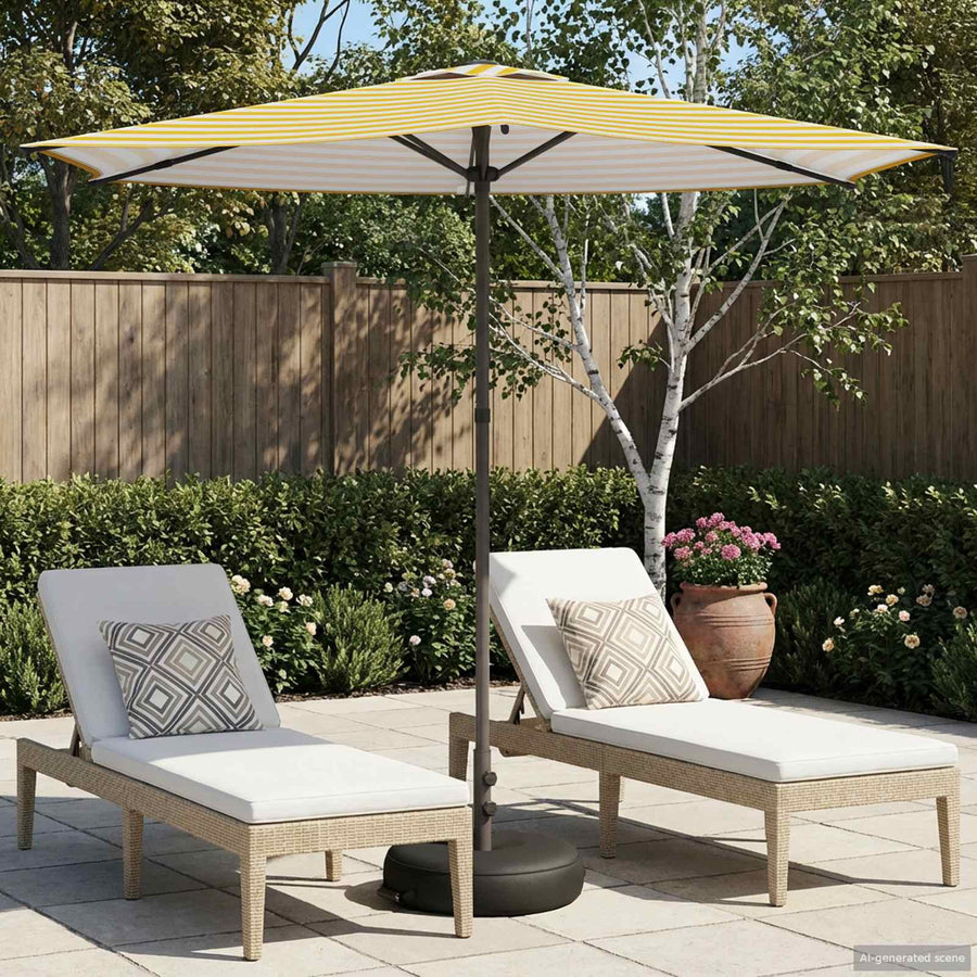 Tuinparasol 270 x 270 cm Polyester Rechthoekig Geel en Wit