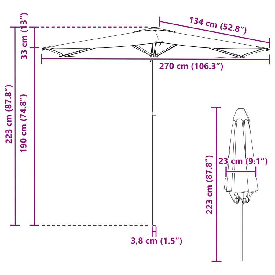 Tuinparasol 270 x 270 cm Polyester Rechthoekig Geel en Wit