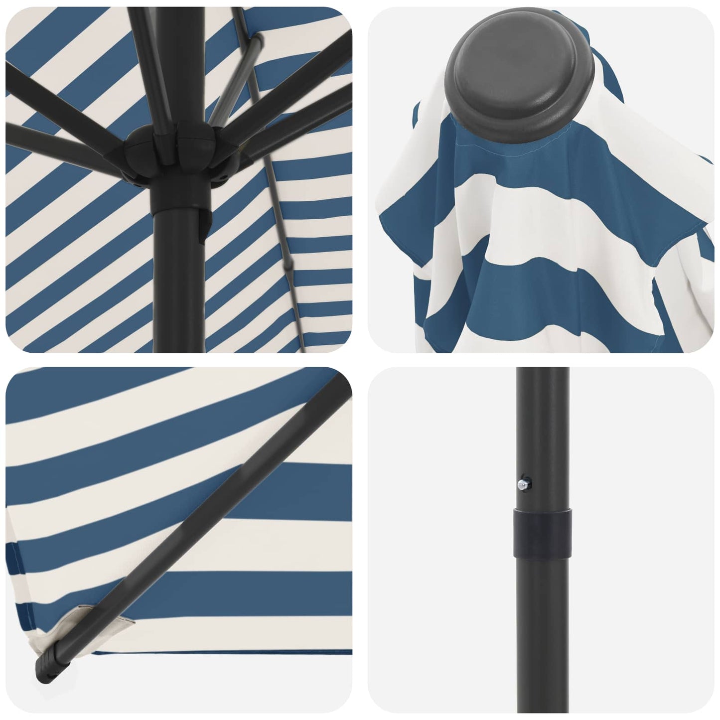 Tuinparasol 270 x 270 cm Polyester Rechthoekig Blauw en Wit