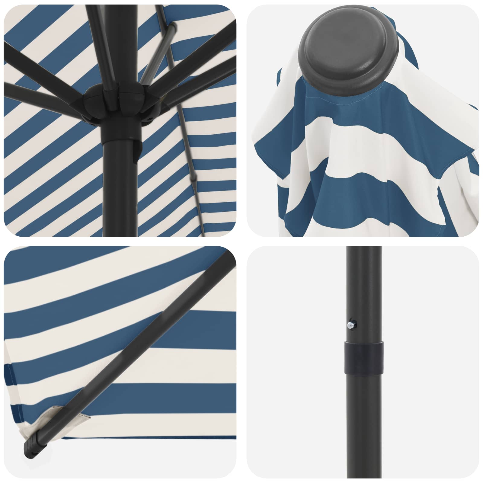 Tuinparasol 270 x 270 cm Polyester Rechthoekig Blauw en Wit