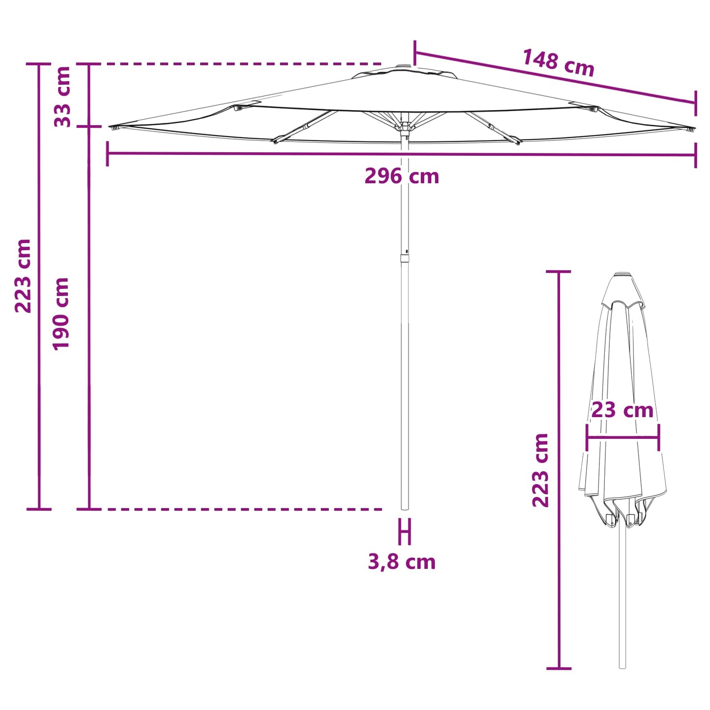 Tuinparasol 300 x 300 cm Polyester Rechthoekig Geel en Wit