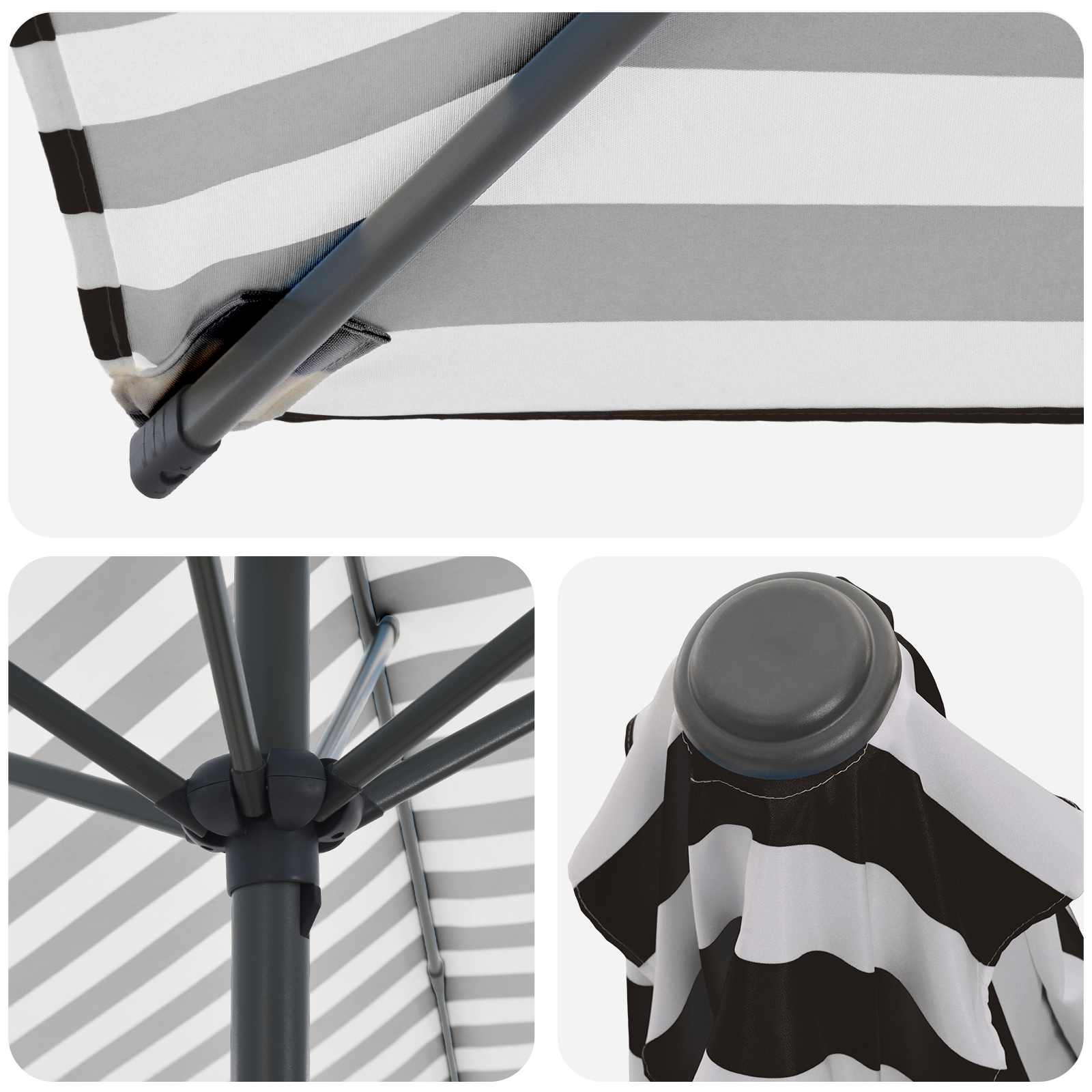 Tuinparasol 200 x 300 cm Polyester Rechthoekig Zwart en Wit