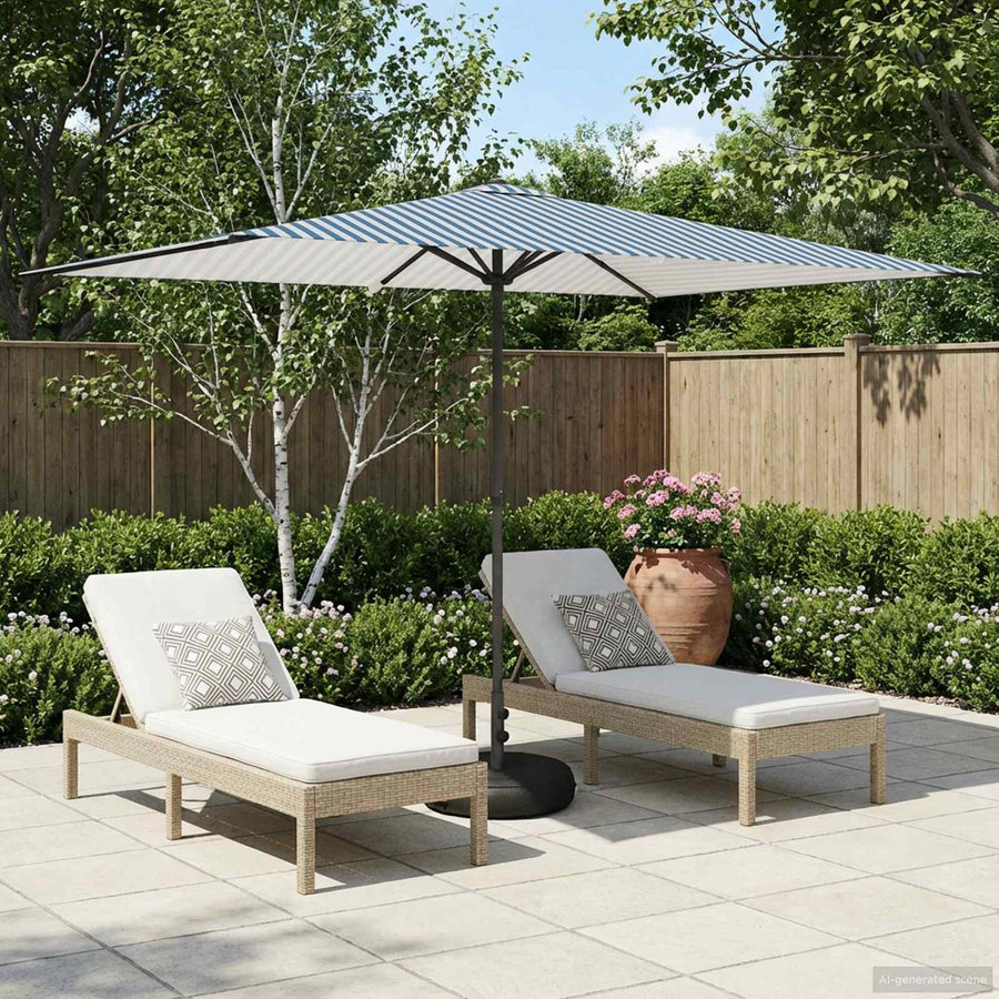 Tuinparasol 200 x 300 cm Polyester Rechthoekig Blauw en Wit