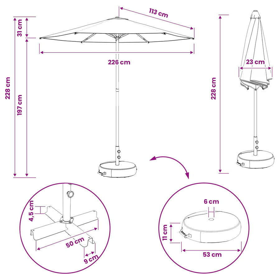 Tuinparasol 230 x 230 cm Polyester Rechthoekig Taupe