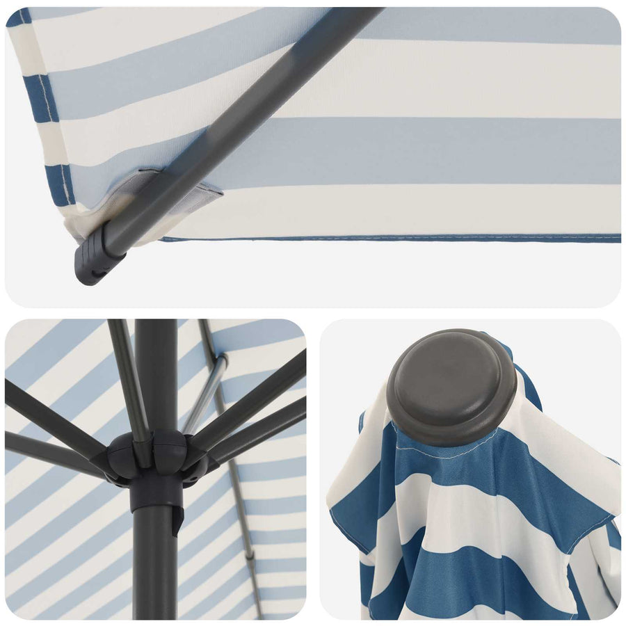 Tuinparasol 230 x 230 cm Polyester Rechthoekig Blauw en Wit