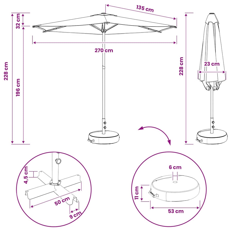Tuinparasol 270 x 270 cm Polyester Rechthoekig Antracietkleurig