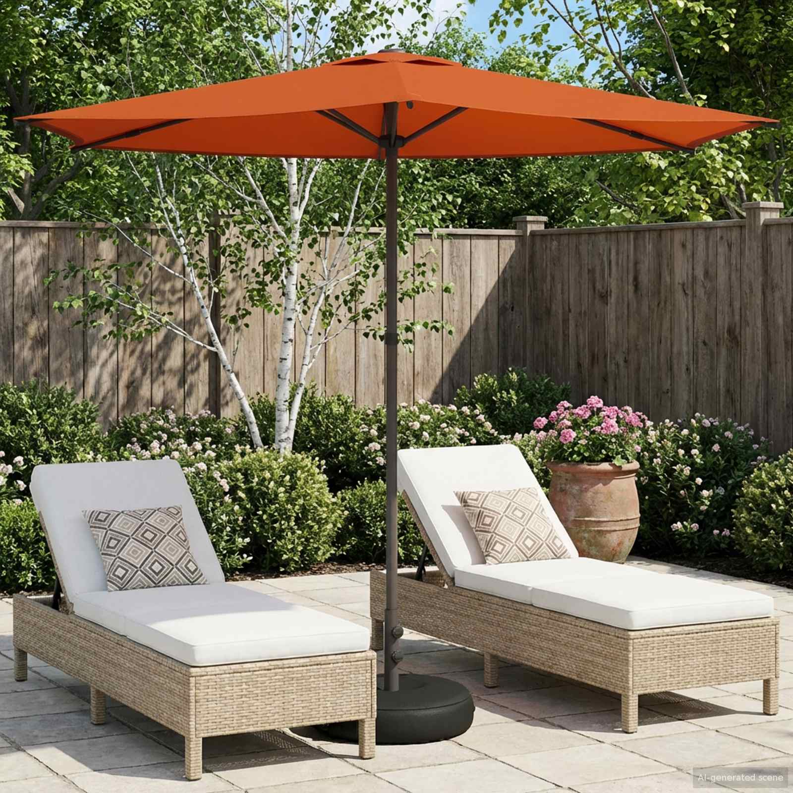 Tuinparasol 270 x 270 cm Polyester Rechthoekig Terracotta