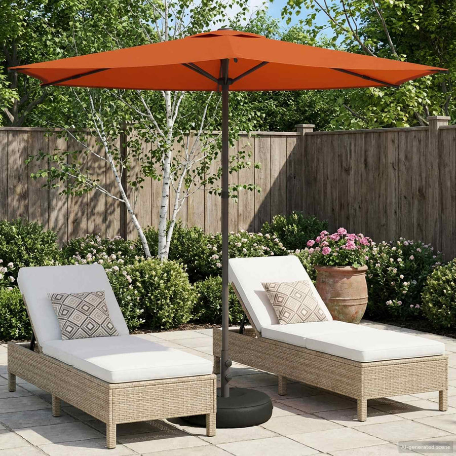 Tuinparasol 270 x 270 cm Polyester Rechthoekig Terracotta
