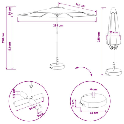Tuinparasol 300 x 300 cm Polyester Rechthoekig Geel en Wit