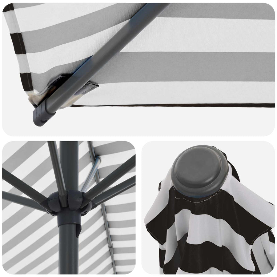 Tuinparasol 300 x 300 cm Polyester Rechthoekig Zwart en Wit