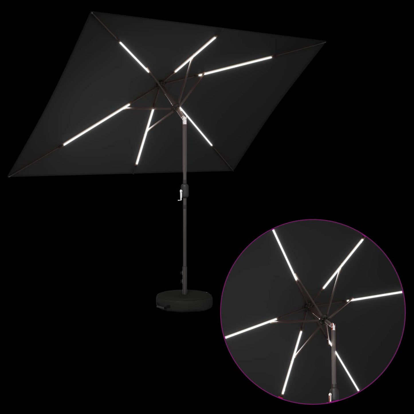Tuin Parasol met LED Verlichting 200 x 300 cm Polyester Zwart