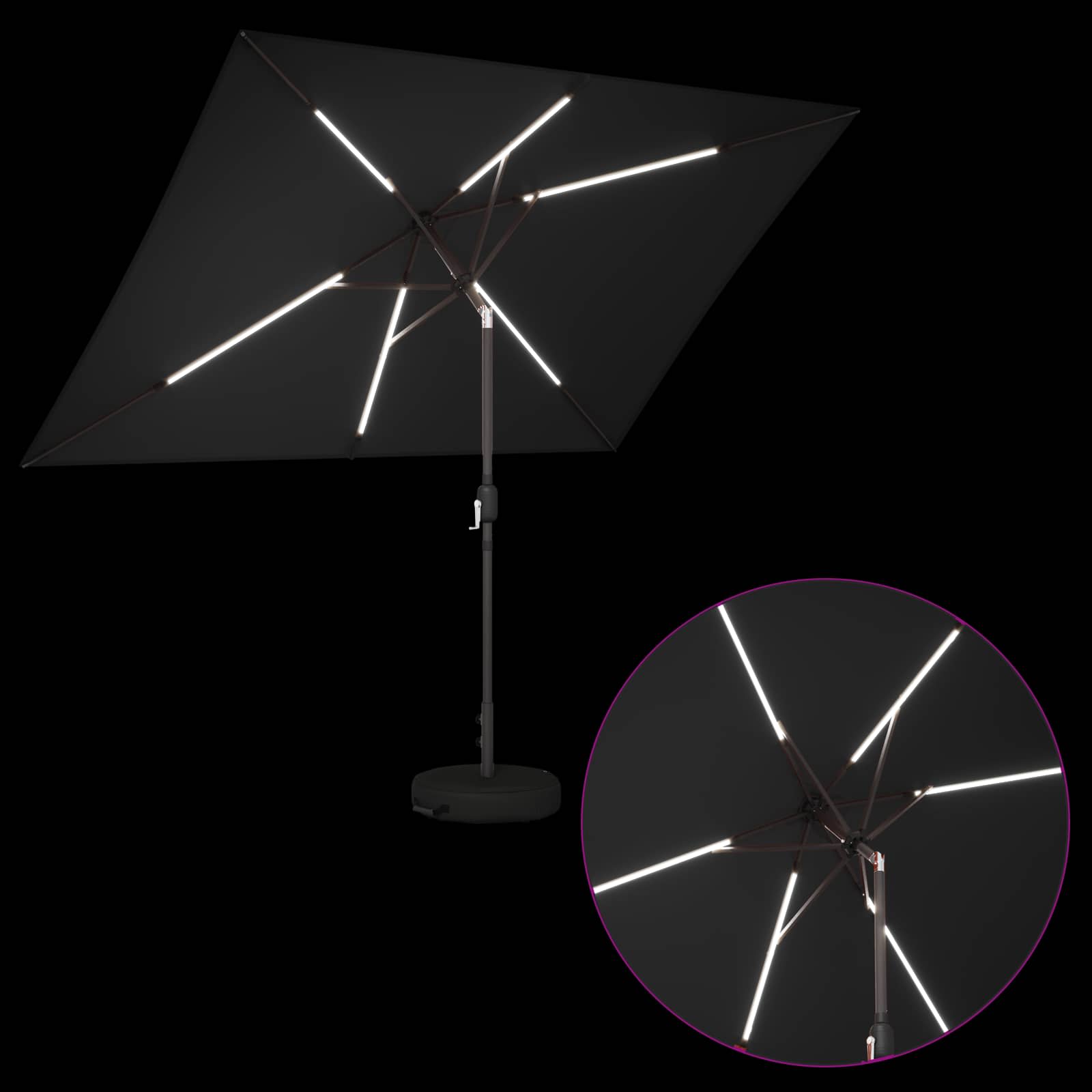 Tuin Parasol met LED Verlichting 200 x 300 cm Polyester Zwart