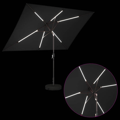 Tuin Parasol met LED Verlichting 200 x 300 cm Polyester Zwart