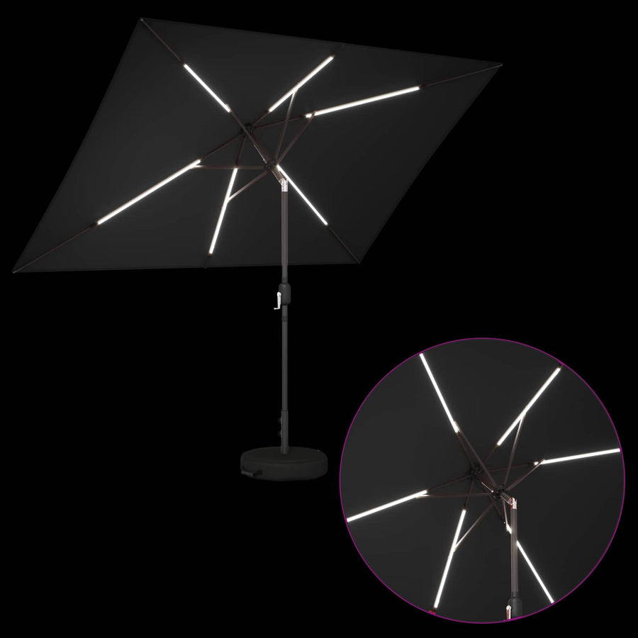 Tuin Parasol met LED Verlichting 200 x 300 cm Polyester Zwart