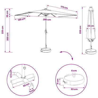 Tuin Parasol met LED Verlichting 200 x 300 cm Polyester
