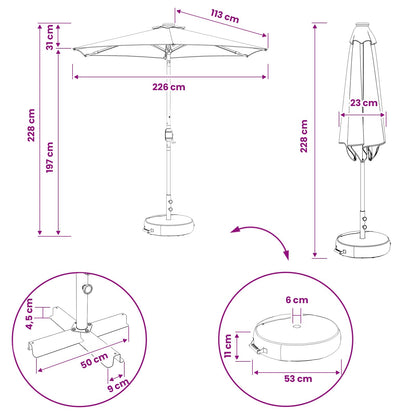 Tuin Parasol met LED Verlichting 230 x 230 cm Polyester Taupe