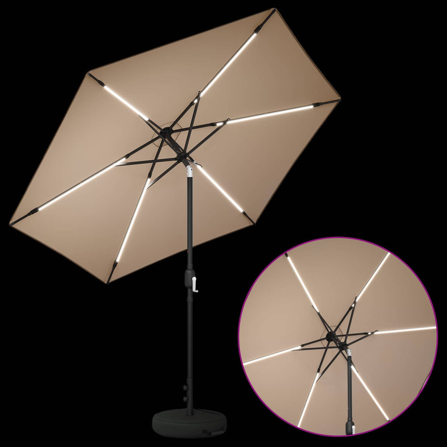 Tuin Parasol met LED Verlichting 270 x 270 cm Polyester Taupe