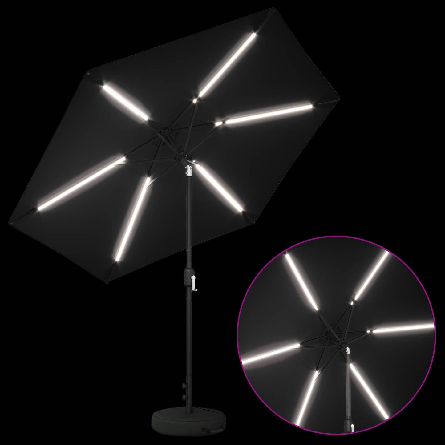 Tuin Parasol met LED Verlichting 270 x 270 cm Polyester Zwart