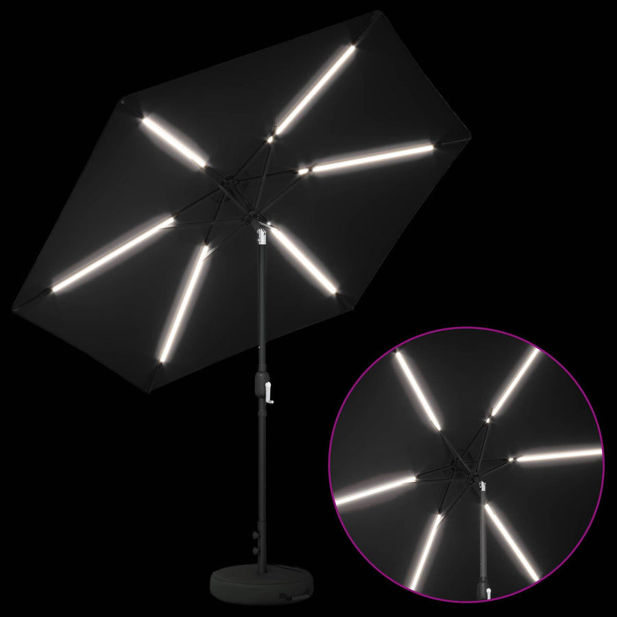 Tuin Parasol met LED Verlichting 270 x 270 cm Polyester Zwart