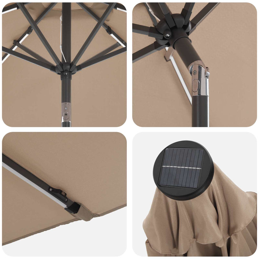 Tuin Parasol met LED Verlichting 300 x 300 cm Polyester Taupe