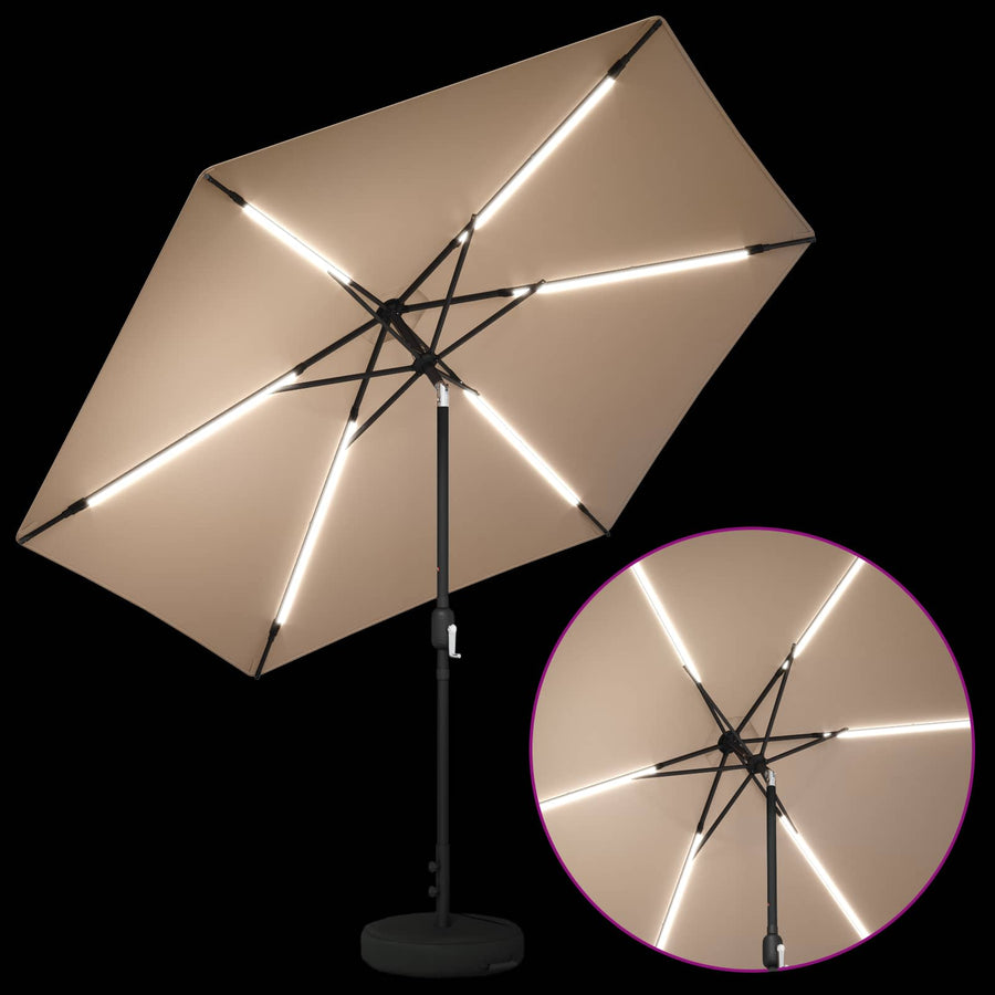 Tuin Parasol met LED Verlichting 300 x 300 cm Polyester Taupe