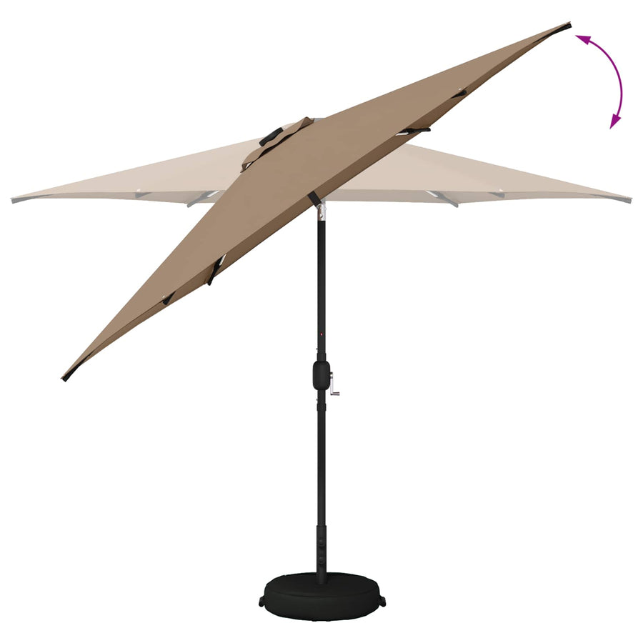 Tuin Parasol met LED Verlichting 300 x 300 cm Polyester Taupe