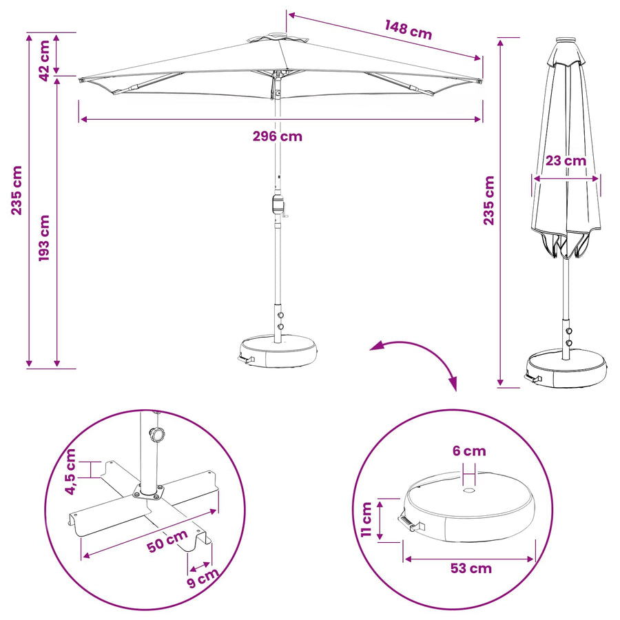 Tuin Parasol met LED Verlichting 300 x 300 cm Polyester